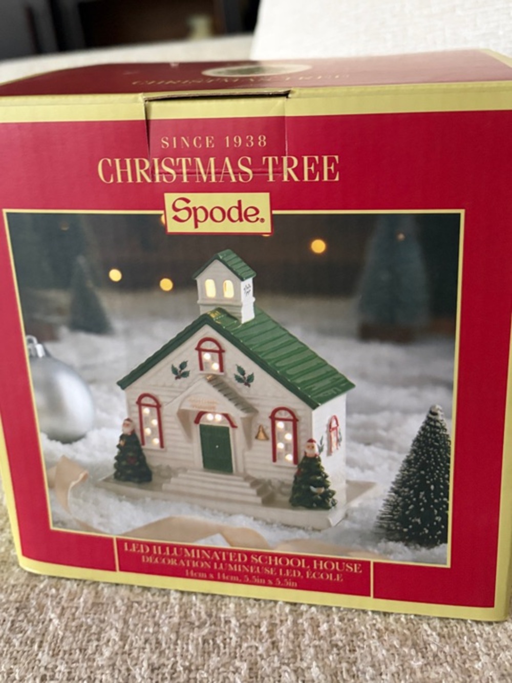 Spode White and Green LED School House Holiday